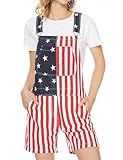 Odefou Festival Overalls for Women Cute Jumpsuits Shorts Romper Fashion Bibs Coveralls(Red White Blue,S)