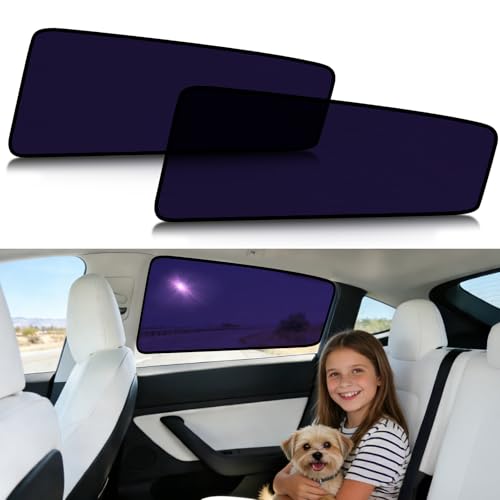 ZATOOTO Tesla Model 3 Car Window Shade for Baby Bluish-Purple Static Cling Car Shades for Rear Window | Block Harsh Sunlight | UV Protection | Rear Window Sun Shade with Storage Bag | 2018-2026 |