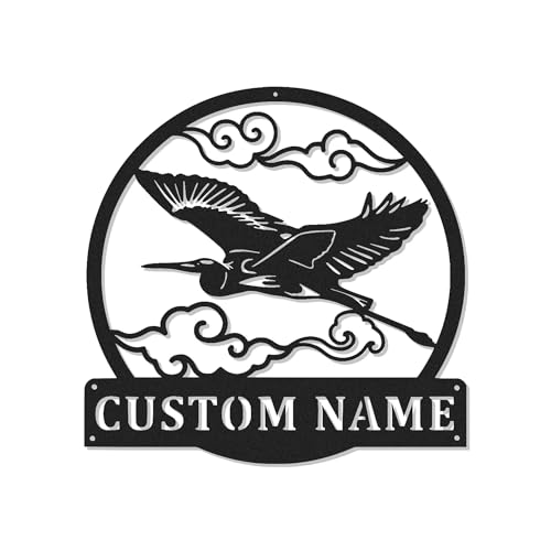 Personalized Heron LED Sign | Custom Metal Wall Art |