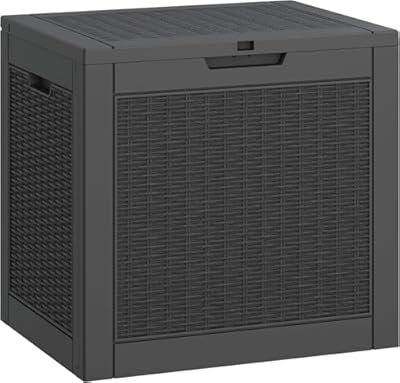 KAMABOKO 31 Gallon Outdoor Storage Box, Resin Deck Boxes Indoor and outdoor, Waterproof Storage Box Lockable Lid for Garden Tools, Package Delivery, Pool Supplies, Patio Cushions, Black