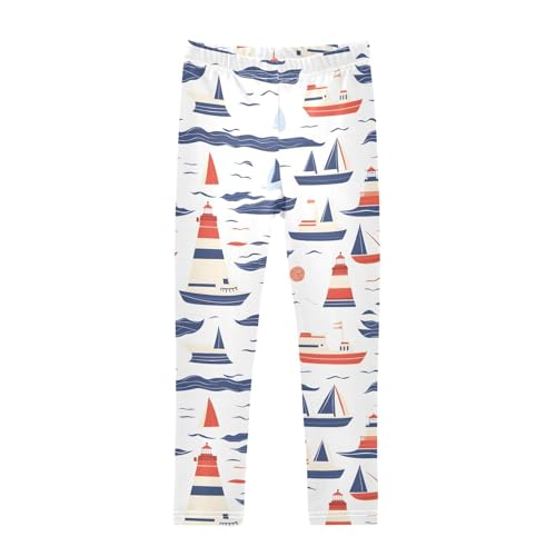 Sea Ships Lighthouses Girls Leggings Soft Stretch Workout Yoga Dance Pants for Kids Casual Tights