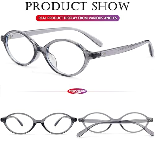 Image of AIEYEZO Small Oval Blue Light Glasses for Women Fashion Retro TR90 Oval Frames Computer Screen Glasses (Clear Grey)