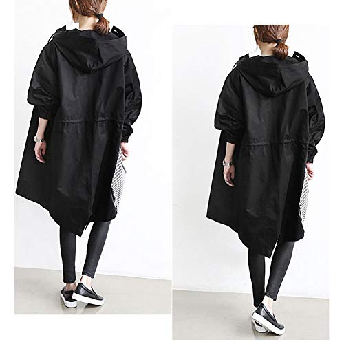 Women's Long Windbreaker Hooded Lightweight Jacket Long Hooded Rain Jacket Outdoor Raincoat4