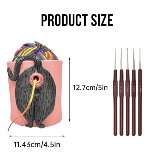 Image of Yarn Bowls for Crocheting Knitting Cat Butt Yarn Bowls with Holes for DIY Knitting Crocheting with 5PCS with 5 Knitting Needles (Multicolored)