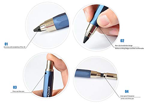 Metal Lead Holder With Sharpener 5.6 Mm Mechanical Automatic Pencil For Draft Drawing Crafting Art Sketching Shading Draughting Soft Charcoal Pencil Clutch Pencil #TOP3