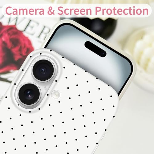 Hython for iPhone 16 Case Cute Polka Dot Aesthetic Design Simple Cover 6.1", Thin Slim Anti-Scratch Soft TPU Bumper Shockproof Rubber Protective Phone Cases for Women Girls, Magnetic White by Hython - Used condition - Image 4