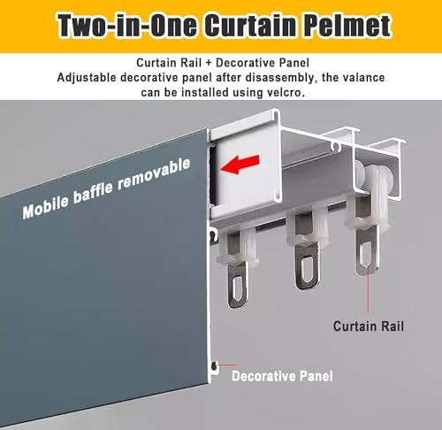 Cenefa de cortina de techo duradera para ocultar rieles y decorar ventanas correderas 5
