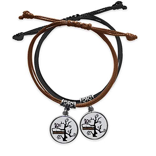 Bracelet double cuir arbre Halloween parfait pour vos soirées à thème