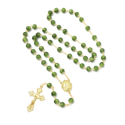 KOMI Rosary Beads Catholic for Women Gemstone Rosary Beads Necklace with Crucifix Cross Crystal Pearl Rosary Rosarios Catolicos Catholic Gifts2
