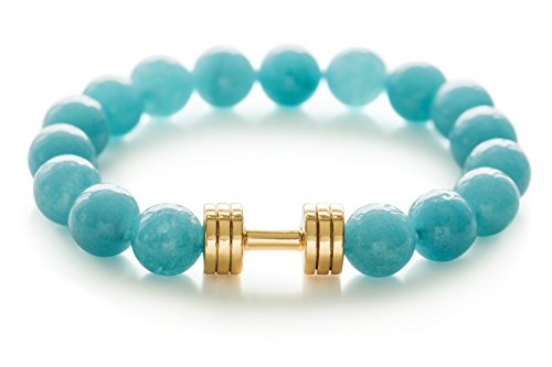 Aguamarina recubierto pulsera 24 K chapado en oro de fitness gimnasio joyas pulsera de perlas Cover