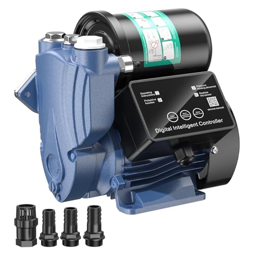 MENIIO 1.5HP Water Pressure Booster Pump, 110V Stainless Steel Automatic Booster Pump with Digital Pressure Display, 1800GPH High Flow, 130FT Max Head for Home, Garden & Irrigation