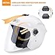 LIONCIANO Motorradhelm Mit Schutzbrille, Jethelm Roller-Helm Scooter-Helm Moped Mofa-Helm Chopper Vintage, Hat Den Verkehrssicherheitstest Bestanden(Matt-Schwarz)