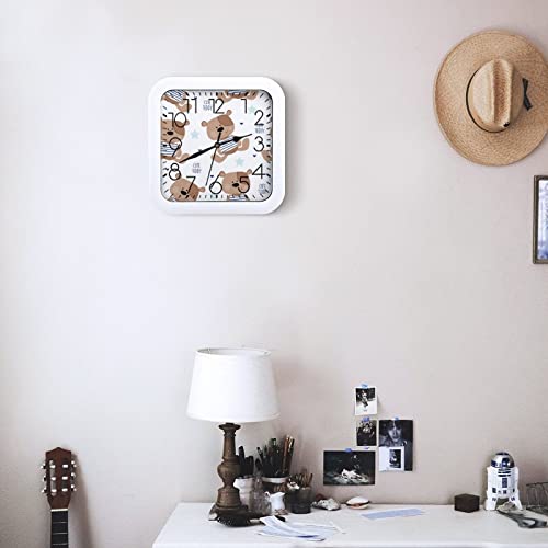 Horloge murale ours pour chambre d'enfant et cuisine lumineuse