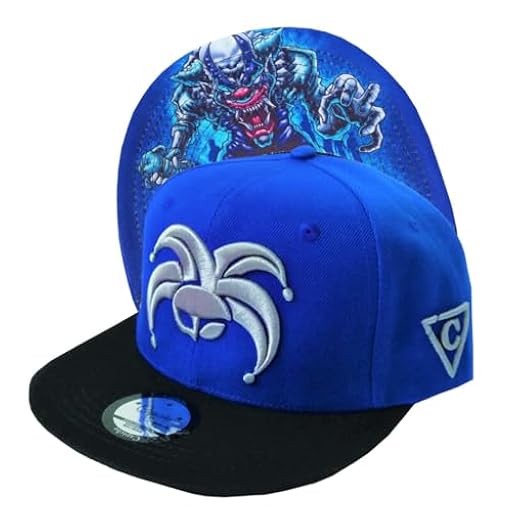 Capiche [99+ Designs] Snapback Azul para Hombres, The Clown, Cap Divertido Gorra Joker de Béisbol y Negra con Arte Horror, Logo Plateado | Ya disponible en tu tienda friki favorita! En mundofriki.es!