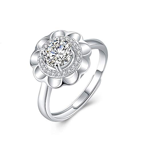 SXZHDZ Damen Ring S925 Sterling Silber Ring Diamant Rosenblüten Eröffnung Verstellbar Schmuck Cover