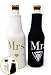 Mr. & Mrs. Beer Bottle Cooler Sleeves Black & White Gift Set 2 Pack - Perfect for Wedding, Bridal Shower, Engagement Party & So Much More.