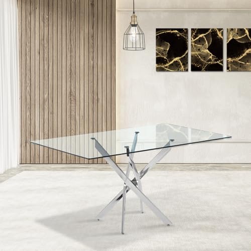 Table à manger rectangulaire 160cm Astra en verre trempé - 3