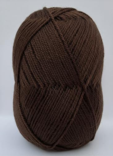 Image of Vardhman BigBoss Knitting Yarn - 200g Ball, 575m, 84% Acrylic + 16% Nylon, 3-Ply DK Weight, Soft & Durable Wool for Knitting, Craft, babywear, blanket, winter wear; threads for crochet hook needle. (Chocolate Brown)