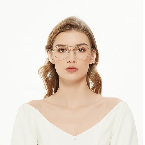 ZENOTTIC Blue Light Blocking Glasses Aviator Metal Frame Men Women
