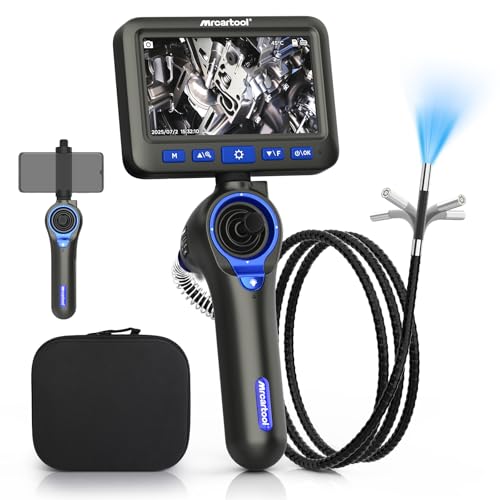 4-Way 360° Articulating Borescope, 5' HD Screen 6.2mm Slim Inspection Camera with Detachable...
