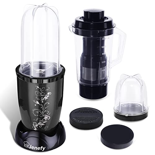 Jenefy Bullet Mixer Grinder Juicer Blender 400W With 3Jars(500Ml&300Ml&Juicer Jar)Wonderful Black Body|100% Copper Winding|For Nutritious Shakes Crushes Grinding&Mixie Of Home Hotel Chef Use,400 Watt