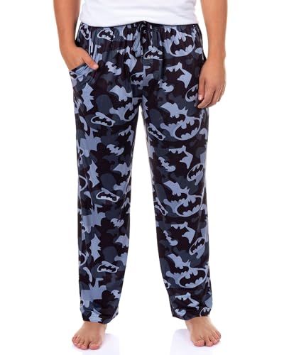 DC Comics Mens Batman Pajama Pants Camo Bat Sginal Sleep Lounge Bottoms (X-Large)