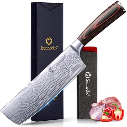Sunnecko Japanese Nakiri Knife 7 Inch - Carbon...