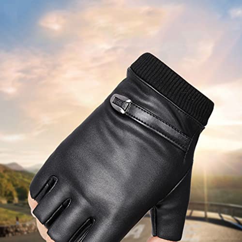INOOMP Luvas De Couro Sintético Pu Luvas De Couro Para Luvas De Direção Dedos Luvas De Meio Dedo Pre