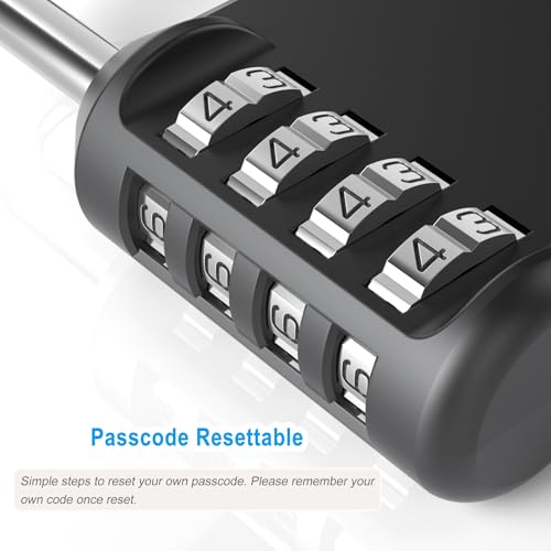 Image of AST Combination-Padlock, 4-Digit Resettable Passcode Padlock, 2 Pack, School Gym Locker, Sports Locker, Metal Portable Lock, Combo Lock for Fence, Toolbox, Gate, Case, Hasp Storage (Black)