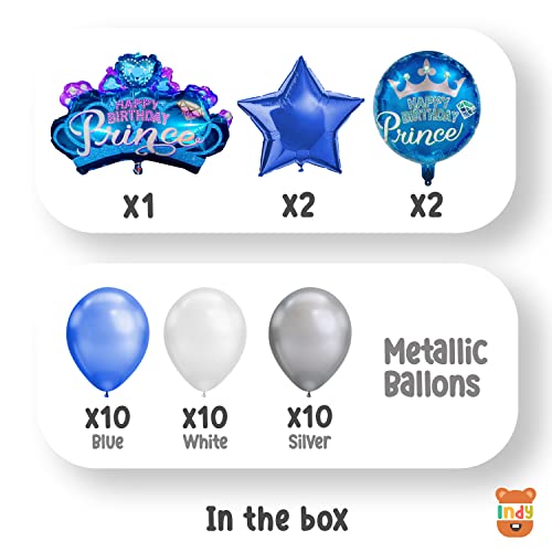 Image of Just Party Kids Happy Birthday Party Decoration Kit, Prince Crown - Pack of 35