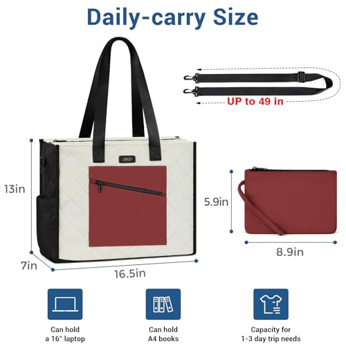 Image of IBFUN Utility Tote Bag with 24 Pockets, Large Teacher Tote for Women with Laptop Compartment, Travel Tote Bag with Zip Top