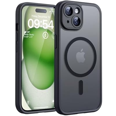 TOCOL Funda para iPhone 15 Plus Funda Magnética para iPhone 15 Plus 6 7 Pulgadas [Protección Lente Cámara] [Protección Militar] Translúcida Mate Trasera Titanio Negro