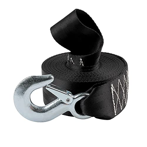 Jchl Trailer Marine Boat Winch Strap With Hook Replacement, 2" X21' Tie Downs-Boat Winch Strap 6600Lb Capacity For Atv Jetski Trailer Boat Wave Runner Towing Heavy Duty Equipment Black #TOP4