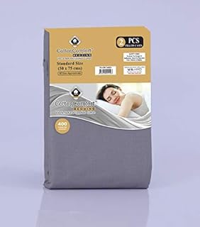 Ray Bedding 100% Egyptian Cotton 400 Thread Count Housewife Pillow Cases, Grey, Pack Of 2