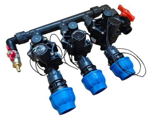 Rain Verteiler 2-fach 3-fach 4-fach 5-fach 6-fach Ventilverteiler 1 SET mit Magnetventil RN155 Plus IG Kupplungen DN25 DN32 Druckluftanschluss und Ventil (DN25 Verteiler 3-fach)