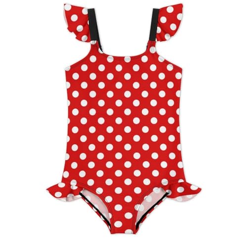 Image of Girls One Piece Swimsuit Polka Dots Ruffles Swimwear Bathing Suits 3-12 Years