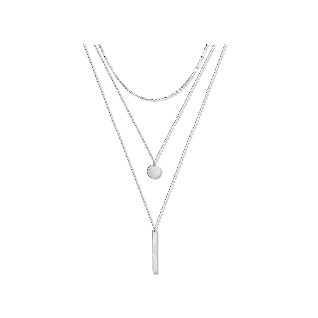 LuLiyLdJ1 pieza, conjunto de collar en capas para mujer, collar para mujer, plata, acero inoxidable, resistente al agua, respetuoso con la piel