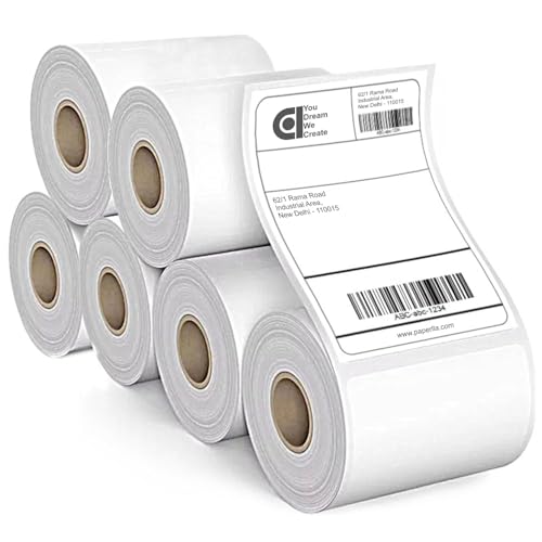 Image of COI 70gsm Thermal Label Printer Paper - 3 inch x 5 inch (75 x 125 mm)| Ideal for Shipping, Parcel, Barcode, and Address Labels - 400 Labels per Roll (Pack of 6)