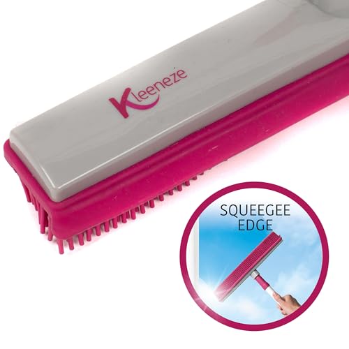 Kleeneze 2-in-1 Gummibesen, Mehrzweck Gummiborsten und Bodenabzieher, Ausziehbarer Griff bis zu 1,2m, fängt Tierhaare auf, kompakte tragbare Reinigungsbürste, kratzfrei, Innen- Außenbereich