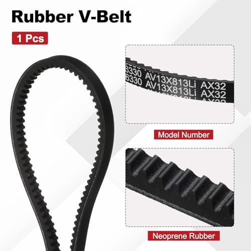 Image of AX32 Belt, Raw Edge Cogged Industrial Rubber EPDM V-Belt, Pack of 1 | 1 /2 inch(13mm) Width x 32 inch(813mm) Inside Circumference x 5 /16 inch(8mm) Height
