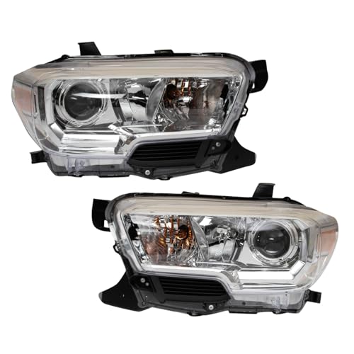 Image of TRQ 2 Piece Headlight Assembly Set Driver & Passenger Side Compatible with Toyota Tacoma 2019-2023 Without Daytime Running Lights without Fog Lights TO2502284 TO2503284 8111004251 8115004251