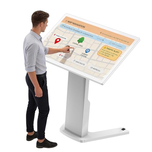 Image of 43 Inch Touch Screen Self Service Kiosk, Floor Standing Digital Signage Display, FHD Android Interactive Information Kiosk for Retail Stores, Restaurants, Shopping Mall Wayfinding, Advertising