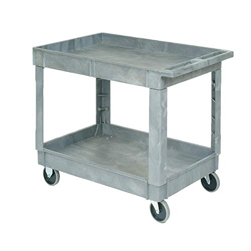 Global Industrial 2 Shelf Tray Service & Utility Cart, Plastic, 40"x26", 5" Rubber Casters