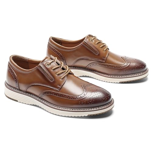 Mens Dress Shoes Genuine Leather Plain Toe Lace Up Mens Casual Dress Shoes Business Comfortable Fomal Mens Oxford Dress Sneakers for Office Wedding Casual4