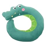 Levemolo U-förmiges Nackenkissen Reise Krokodil Motiv Leichtes Waschbares Nackenhörnchen für Flugzeug Auto Ergonomische Nackenstütze mit Atmungsaktivem Bezug für Entspanntes Schlafen