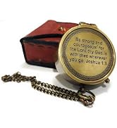 Be Strong Courageous Engraved Compass Directional Magnetic Pocket Personalized Gift for Camping, ...