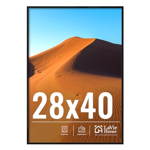 Image of LaVie Home 28x40 Picture Frame for Wall Display, 28x40 Black Picture Frame with HD Plexiglass, 28 x 40 Poster Frame 1 Pack, Display Frame for Vertical or Horizontal, Classic Collection