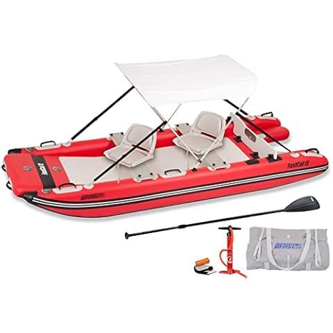 Sea Eagle FastCat Catamaran 2-4 Person Inflatable Boat-Rigid, High-Pressure, All-Drop Stitch, Easy Setup, Self-Bailing (FastCat12 Swivel Seat Canopy Package) Cover