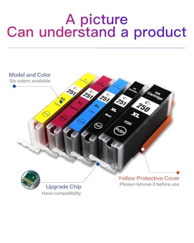 Image of compatible with Canon PGI-250 XL CLI-251 XL Ink cartridges , High Yield 10-Pack (No gray ink )for PIXMA MX922 MX722 MG5420 MG5520 MG5620 MG6320 MG6420 MG6620 MG7520 IP7220 IP8720 IX6820 Printers