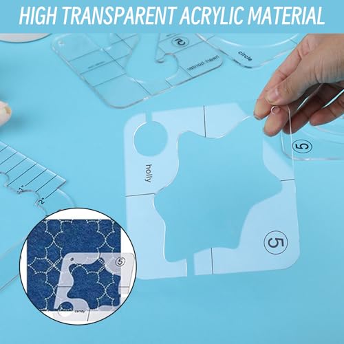 Règles de courtepointe 15pcs en acrylique transparent pour patchwork - 3